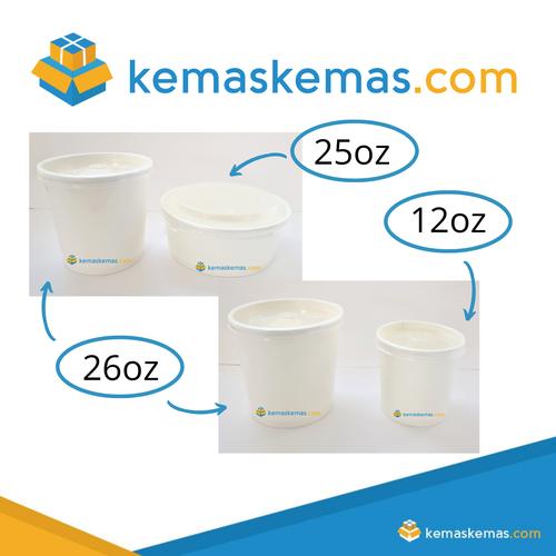 Jual White Paper Cup 12oz + Lid penutup / Food Grade Soup Cup + Lid ...