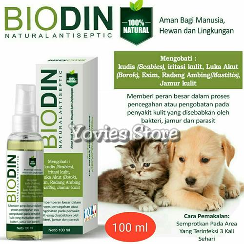 Foto Produk Biodin Spray Natural Antiseptic 100ml - Obat Luka Hewan Herbal Alami dari Yovies Store