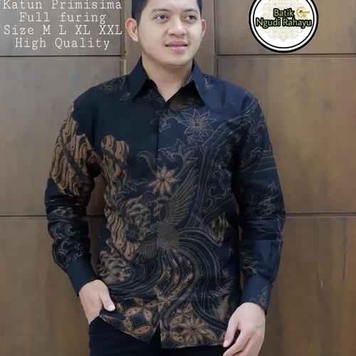 Foto Produk Kemeja Batik Pria Wahyu Tumurun Size M-XXL premium baju batik Pria - Hitam, M dari AdeevaBatik