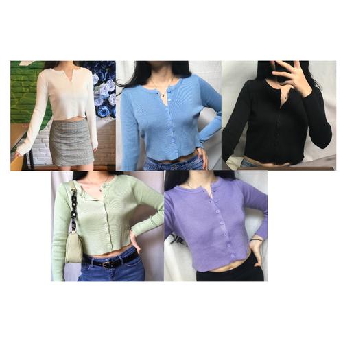 Jual C 01 Cardigan Crop Top Lengan Panjang Cardigan Rajut Cardigan Crop Biru Muda Jakarta Utara Indepthco Tokopedia