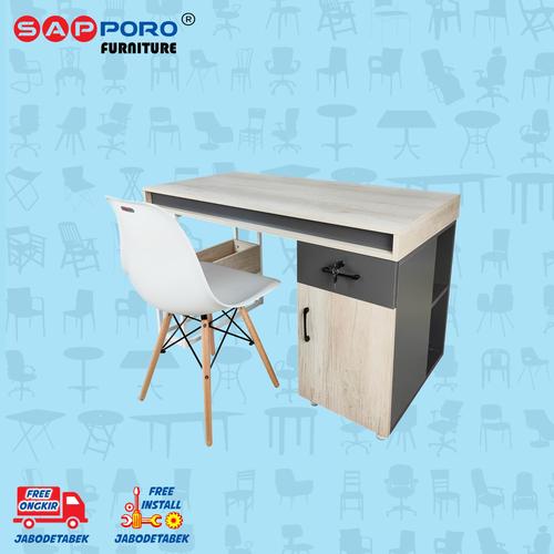 Foto Produk Meja Belajar Set / Meja Kerja Set SAPPORO MUNRO - Wooden White dari Sapporo Furniture Online