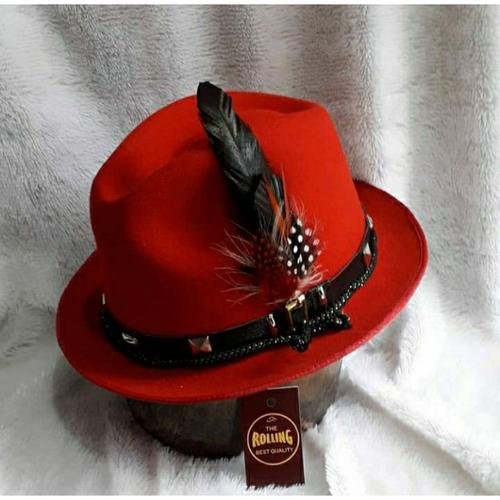 Jual TOPI FEDORA LIST KALEP BULU 