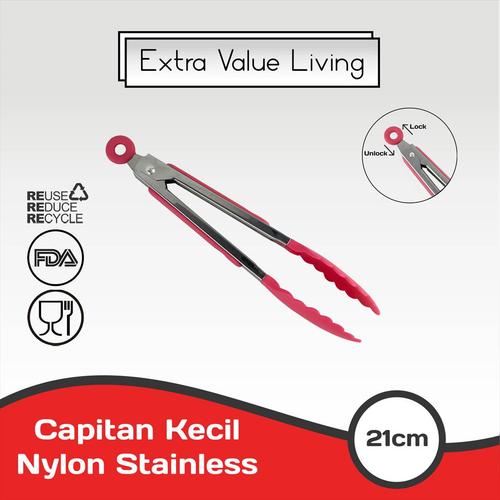 Foto Produk CYPRUZ Capitan Steel Nylon Kecil 21 CM Penjepit Makanan EVL-AM-0476 dari Extra Value Living