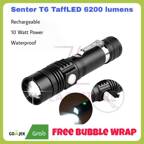Foto Produk Senter Pocketman Taffled USB Rechargeable XML T6 6200 Lumens 10W dari ZigZag-Store