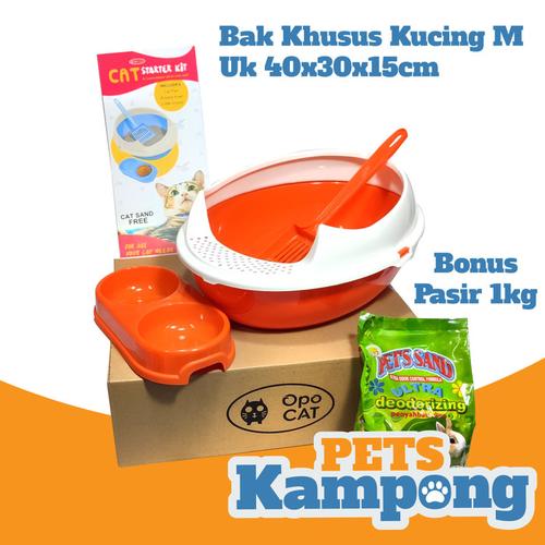 Foto Produk Cat Starter Kit / Bak pasir kucing / Toilet kucing / Litter box - Orange dari Pets Kampong