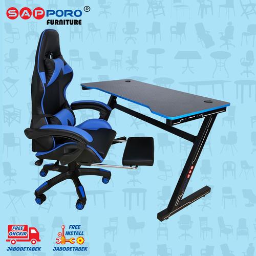 Foto Produk Meja Set Gaming / Set Gaming Desk SAPPORO OXTON - Blue & Black dari Sapporo Furniture Online