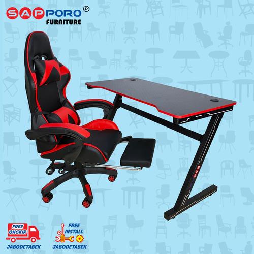 Foto Produk Meja Set Gaming / Set Gaming Desk SAPPORO OXTON - Red & Black dari Sapporo Furniture Online