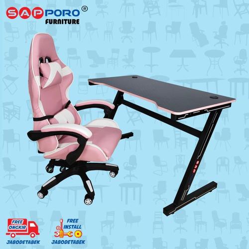 Foto Produk Meja Set Gaming / Set Gaming Desk SAPPORO Saxton - Pink & Black dari Sapporo Furniture Online