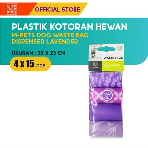 Foto Produk M-PETS DOG POOP BAG DISPENSER LAVENDER 4x15PCS / PLASTIK KOTORAN HEWAN dari Olego Official Store