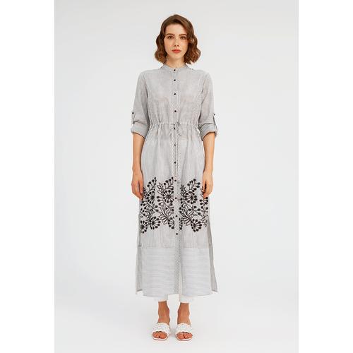 Foto Produk Striped Embroidered Shirt Dress BLACK STRIPE - M dari minimal