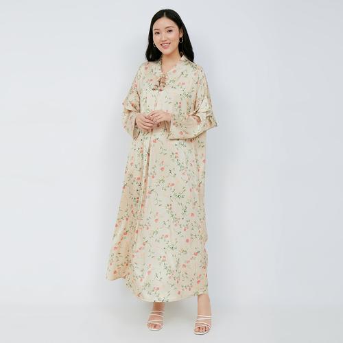 Foto Produk NONA Raya Abaya Dress Long Sleeve Cream - Aghnia Series dari nona_ind