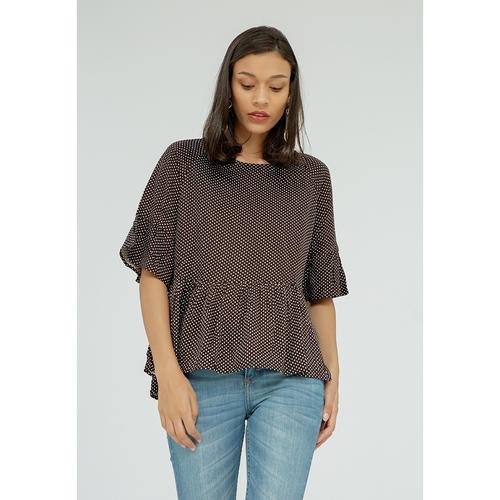 Foto Produk Minimal Casual 3/4 Sleeves Blouse Polkadot Black Combo - S dari minimal