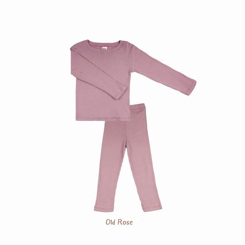 Gambar Piyama Anak - Akasa Series Bumi Ribbed Pajamas - Old Rose, 3Years dari Booyahkids Kab. Tangerang Tokopedia