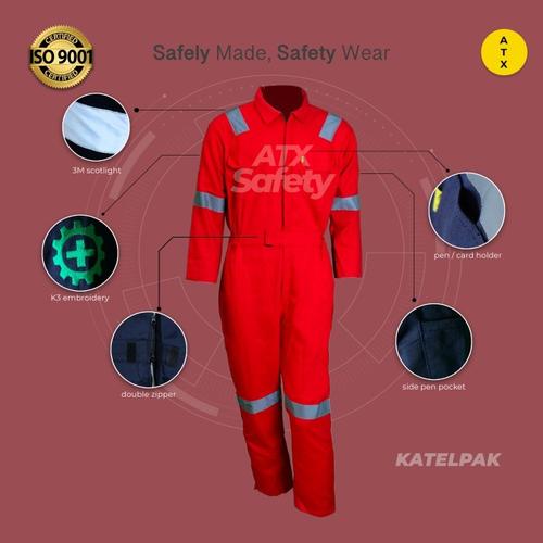 Jual Wearpack Baju Safety Katelpak Coverall Terusan Jumpsuit Merah ATX ...