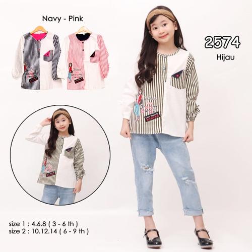 Foto Produk Kemeja Anak Perempuan / Baju Blus Anak Perempuan Cewek - RP - Navy, Uk 6: 4-5 Thn dari Remi Premium