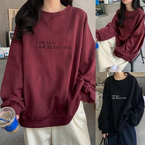 Foto Produk Sweater Jaket Hoodie Wanita Pria Switer Hodie Oversize Sweter IM BAD - Maroon dari Mhushop47