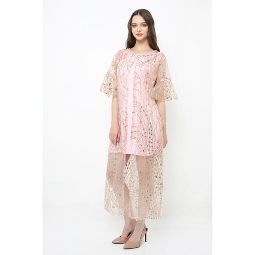 Jual Mandy pink sleeve dress - M 