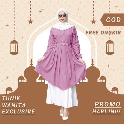 Foto Produk Baju Atasan Tunik Wanita Jumbo Kekinian Remaja Dress Muslim Premium - Ungu dari fatichah shop