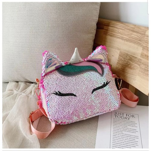 Gambar JeniBell - Tas Sequin Unicorn Selempang / Tas Anak Unicorn Sequin - White-Pink dari simple store 88 Kab. Tangerang Tokopedia