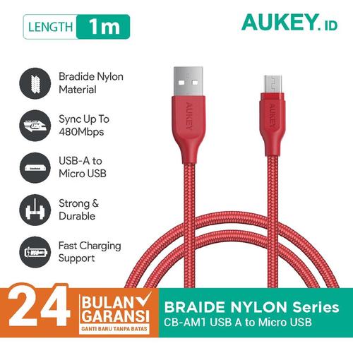 Foto Produk Aukey Cable 1.2M Micro High Performance Braided Red - 500273 dari AUKEY
