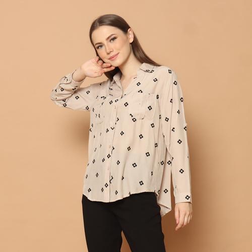 Foto Produk Cammomile 2101028 SF230 Kemeja wanita lengan panjang corak - Cream dari Cammomile FashionLine