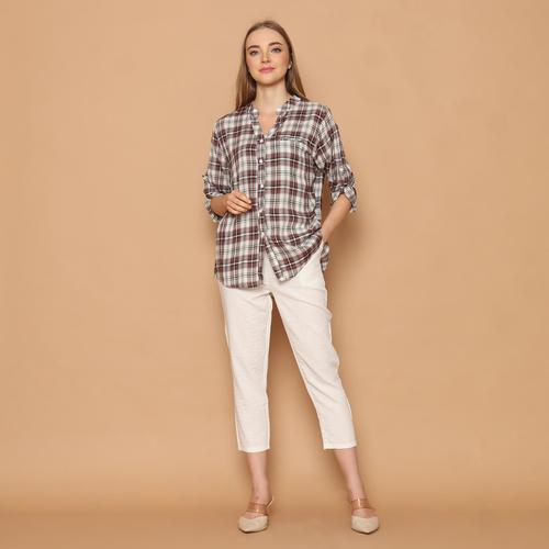 Foto Produk Cammomile 2101032 SF1205 Kemeja wanita lengan panjang kotak - BrownKotak dari Cammomile FashionLine