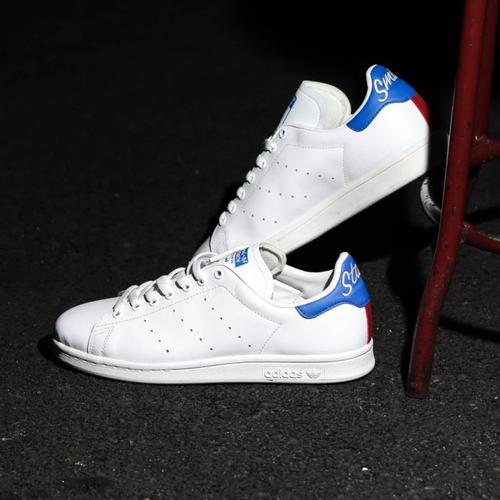 adidas stan smith script white navy