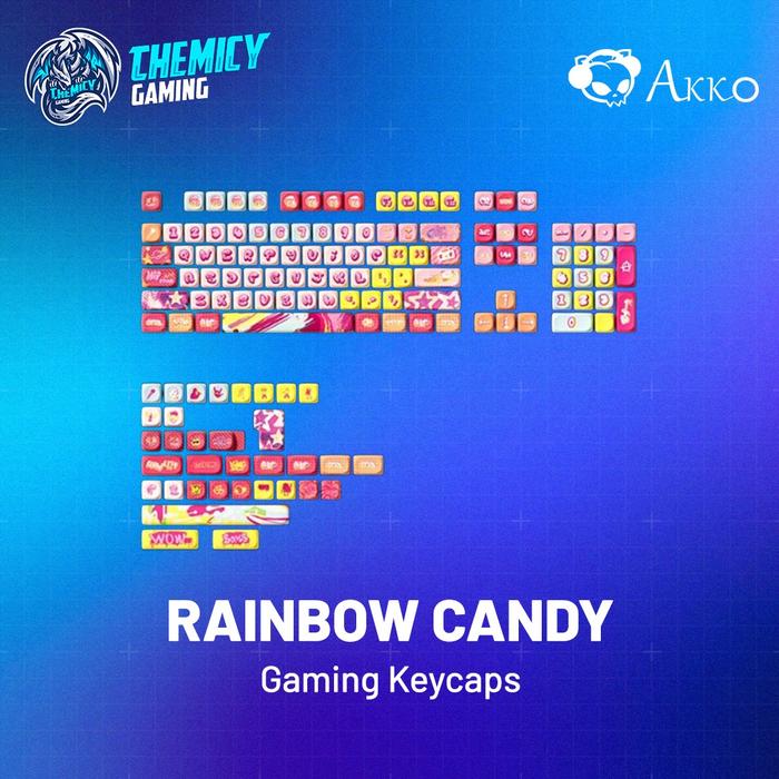 Akko Rainbow Candy PBT Dye-sub Keycaps 140 Set MAO Profile for Mechanical Keyboard