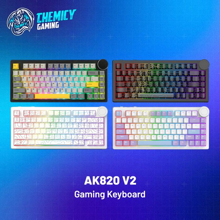Ajazz AK820 V2 | AK-820 V2 RGB Wireless Tri-Mode Connection Mechanical Gaming Keyboard