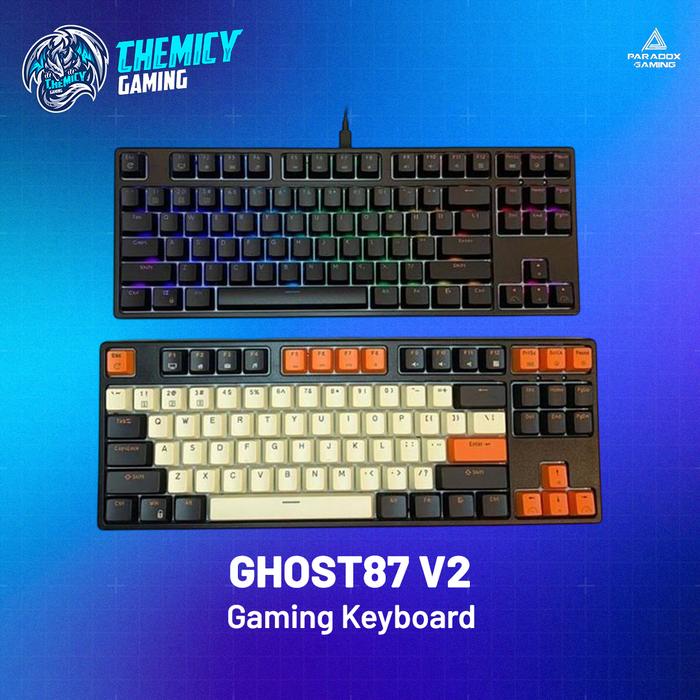 Paradox Gaming GHOST87 V2 Black Hotswappable RGB LED Mechanic Gaming Keyboard - Black, Red