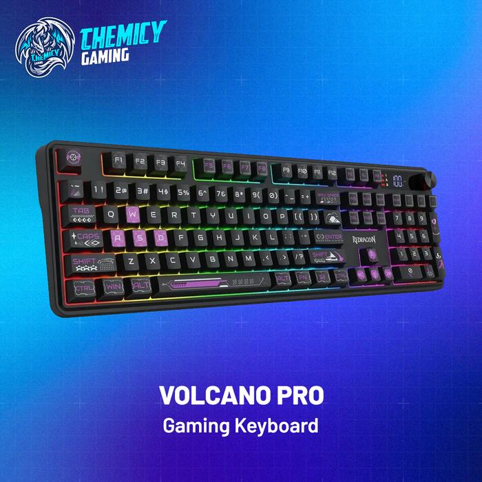 Redragon Volcano RM104 PRO | RM-104 PRO RGB Tri-mode Wireless Gaming Keyboard with Knob & Connection Display