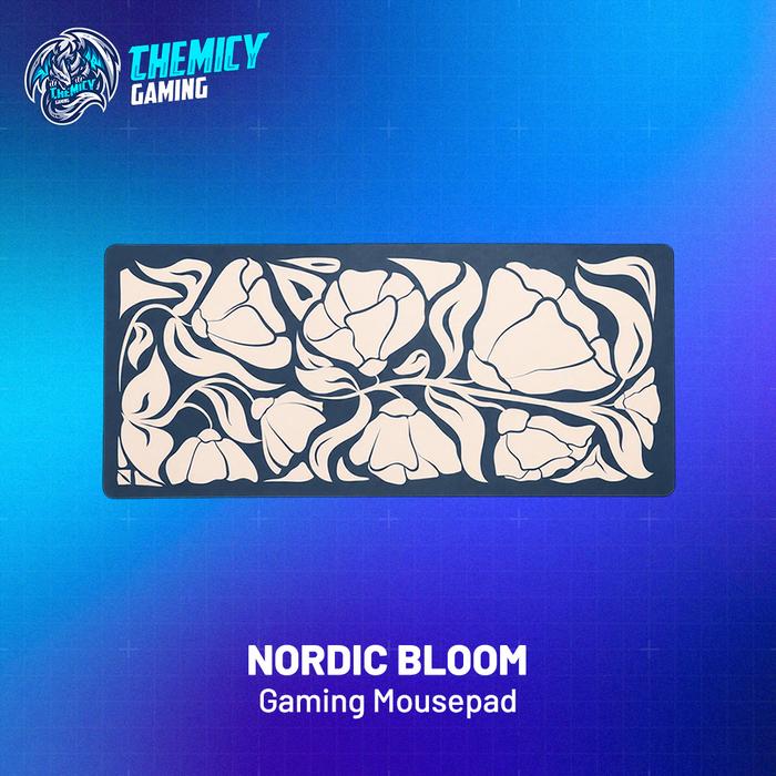 Noir Nordic Bloom Cloth Gaming Deskmat | Mousepad
