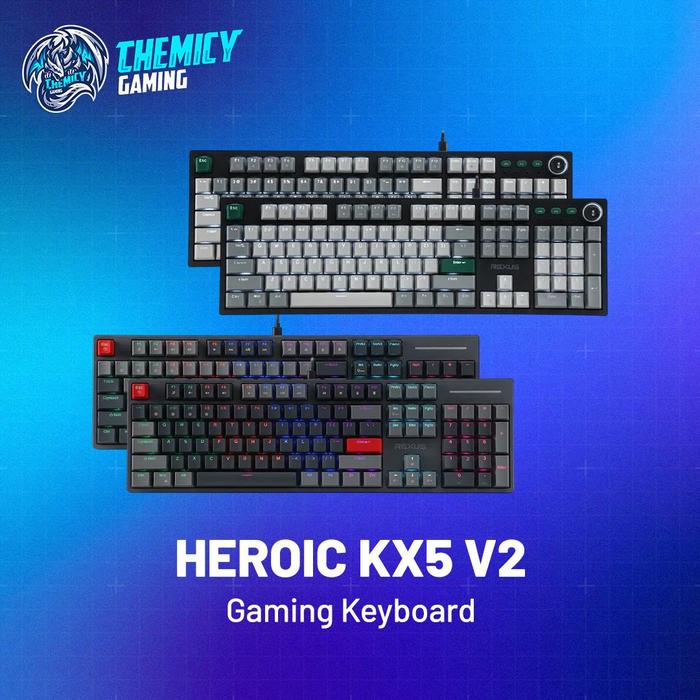 Rexus Heroic KX5 / KX-5 V2 Fullsize 104 Keys RGB Mechanical Gaming Keyboard - Dark Grey V2, Red