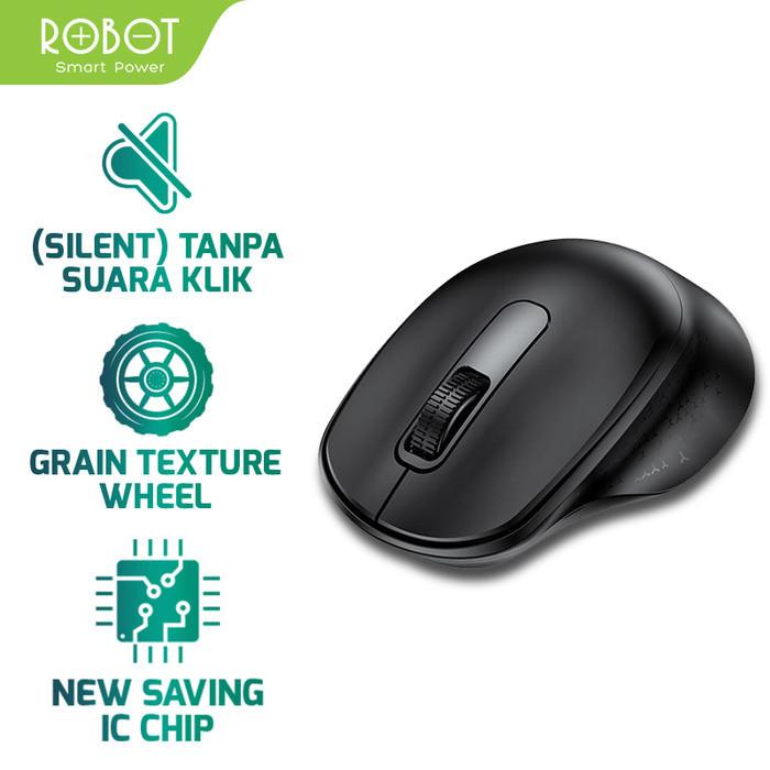 Gambar ROBOT M312 2.4G Wireless Mouse Silent Key 1600DPI 500Hz Original - Hitam dari Finel Computer undefined Tokopedia
