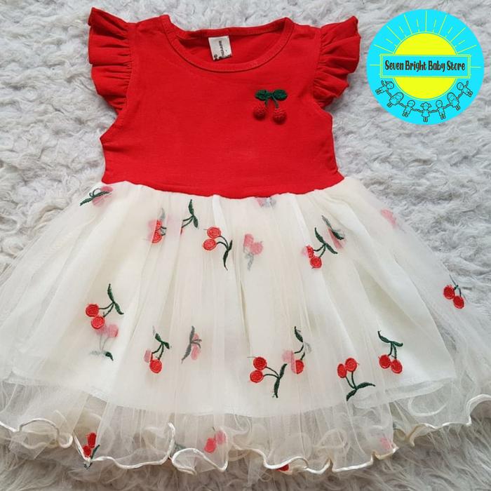 Gambar Dress Tutu Anak Perempuan Cherry Angela Import - Merah dari Sevenbrightbabystore undefined Tokopedia