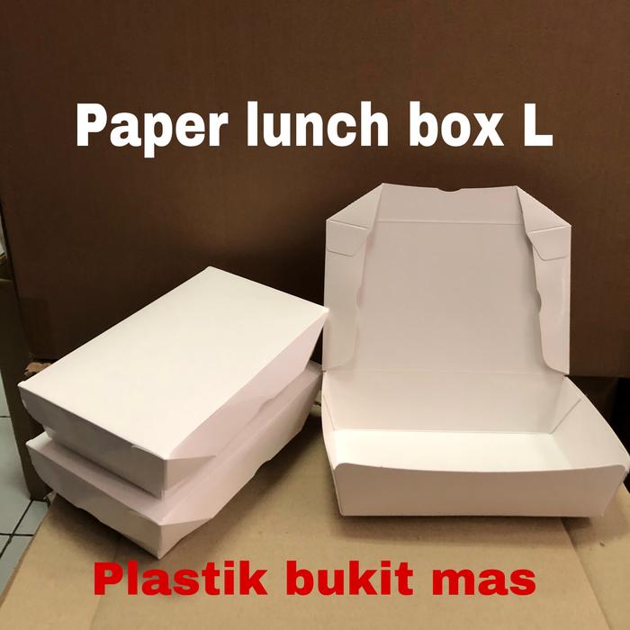 Gambar paper lunch box l / paper lunch box food grade L / kotak makan size L dari Plastik bukit mas undefined Tokopedia