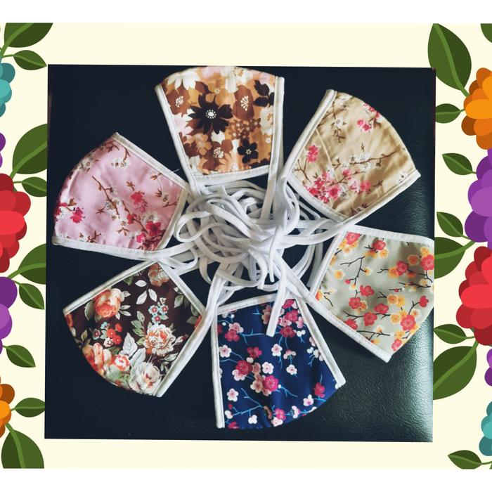 Gambar Masker Kain 2 ply Masker kain batik /Masker motif Etnik - Motif Bunga2 dari PERKASA MEDICA undefined Tokopedia