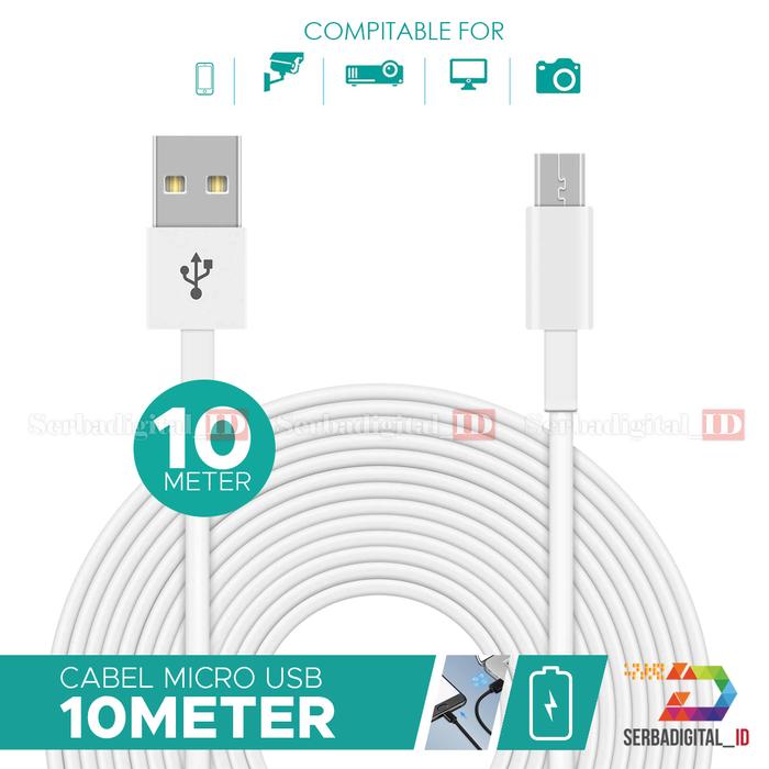 Gambar Cable/Kabel Micro USB 10 Meter Cable Power For IP Camera,Action Cam - Putih dari Serbadigital ID undefined Tokopedia