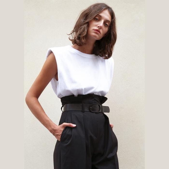 PADDED SHOULDER MUSCLE T-SHIRT - Putih 