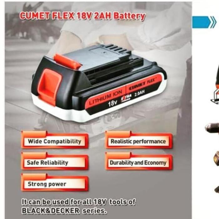 Jual BATERAI CUMET BATTERY BLACK DECKER 18 V AH UNTUK BLACK