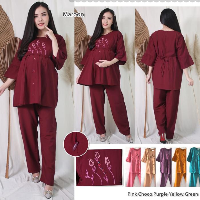 Setelan Celana Jumbo Ld 130 1set Baju Hamil Jumbo Bigsize Baju Kerja Ibu Hamil Celana Bumil Shopee Indonesia