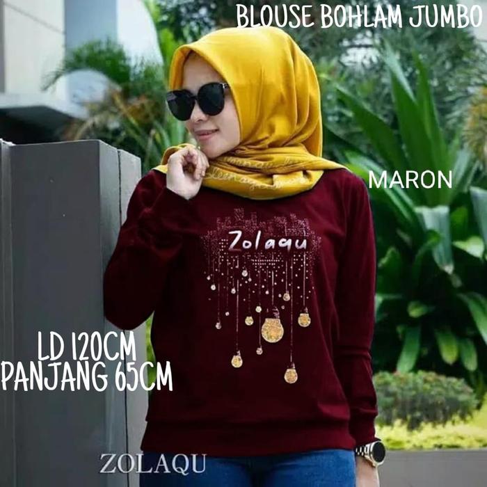 Gambar BLOUSE WANITA JUMBO BOHLAM / ATASAN WANITA JUMBO FASHION - Marun, one size dari Jun Jun Fashion Shop undefined Tokopedia
