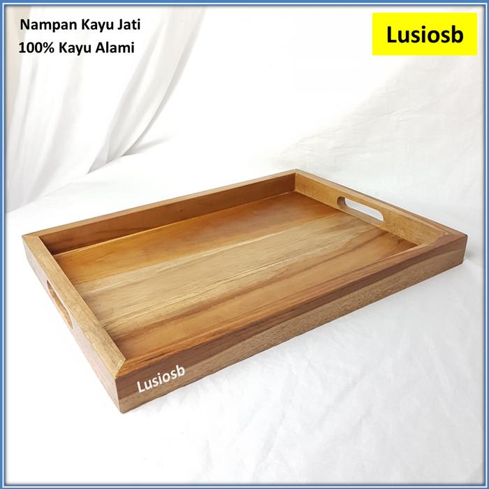 Gambar LusioSB Nampan Kayu Jati Premium Simple Nampan Saji - Coklat Natural dari LusioSB undefined Tokopedia