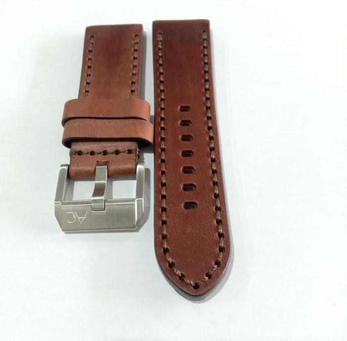 Gambar TALI KULIT/STRAP/LEATHER JAM TANGAN AC 3030 UKURAN 26 MM BROWN ORI - BUCKLE SILVER L dari Palapa Watch undefined Tokopedia