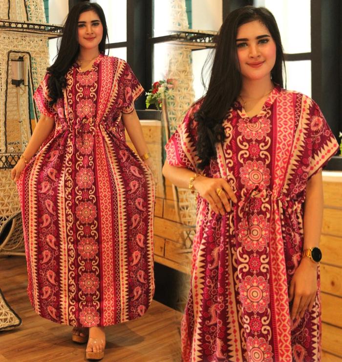 Gambar Daster home dress bumil motif Etnik batik - Merah Muda dari ByMoi undefined Tokopedia