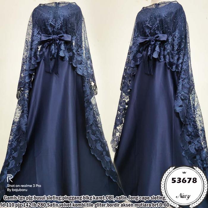 Gambar Gamis Gaun Pesta Muslimah kondangan Mewah jumbo busui terbaru ihnia - NAVY, S dari Butik Berkah Online Shop undefined Tokopedia