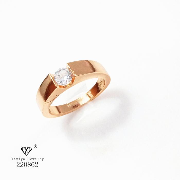 Gambar Cincin Fashion Mewah Yaxiya Cincin Kawin Mata Satu Aksesoris 183 - Emas, 18 mm dari YAXIYA JEWELRY undefined Tokopedia