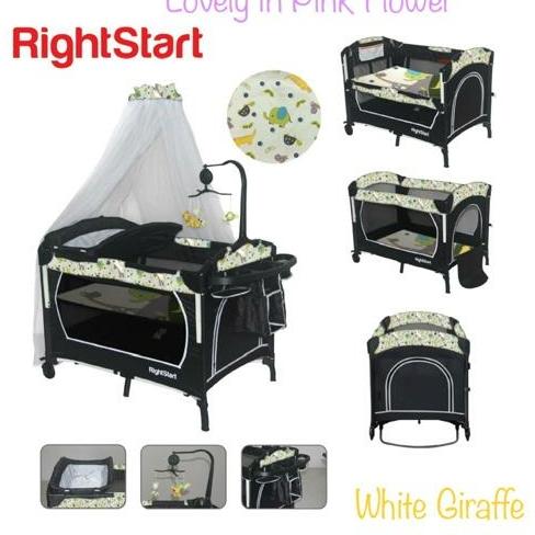 Gambar Right Start 8 in 1 Baby Box Playard Ranjang Bayi + Ayunan+bedding set - White Giraffe dari Tinkiwinki Babytoys undefined Tokopedia