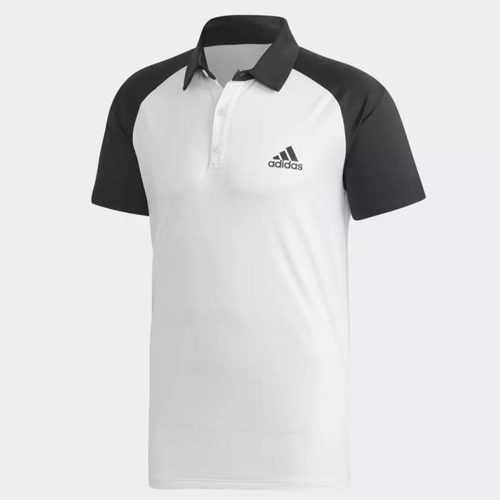 Jual kaos polo putih Adidas white black 