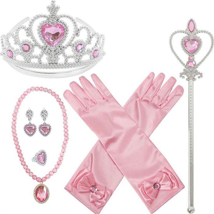 Gambar Tongkat Mahkota Tiara Aksesoris Kostum Princess Anak - 6in1 - Merah Muda dari Bebeology undefined Tokopedia